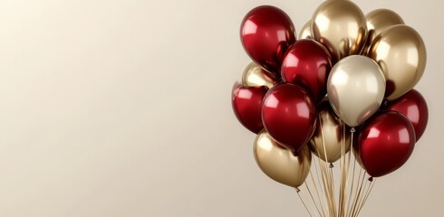 Canvas Print - Red and gold balloons create a vibrant atmosphere. 