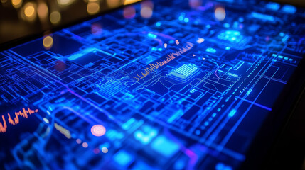 Poster - hud security monitoring system technology digital interface with target or object location mark on g