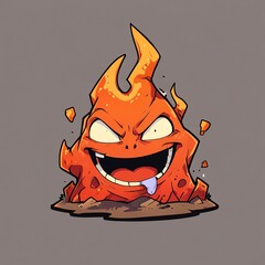 Canvas Print - The Mischievous Lava Monster: A Fiery Cartoon Character