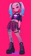 © Robin - A stylized character with punk fashion, featuring vibrant colors and a playful pose.