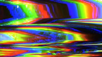 Wall Mural - Glitch Effect Background Animation With Colorful Curvy And Wavy Lines