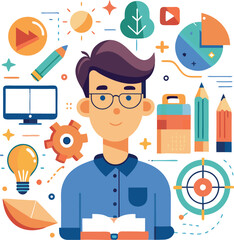 Fototapete - Marketing data analysis graphs chart flat Vector Illustration generated Ai