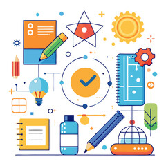 Fototapete - colorful business strategy icons vector design generated ai