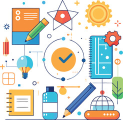 Fototapete - colorful business strategy icons vector design generated ai