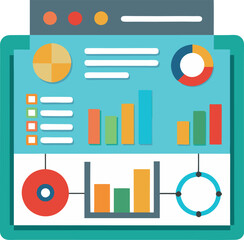 Fototapete - Marketing data analysis graphs chart flat Vector Illustration generated Ai