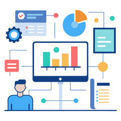 Fototapete - Professional Digital Chart Display for Presentations Vector Art generated Ai
