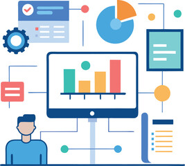 Fototapete - Professional Digital Chart Display for Presentations Vector Art generated Ai