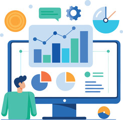 Fototapete - Professional Digital Chart Display for Presentations Vector Art generated Ai