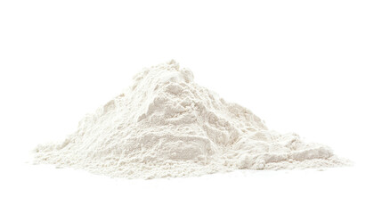 Wall Mural - side view on one single ground flour powder pile heap isolated on white background