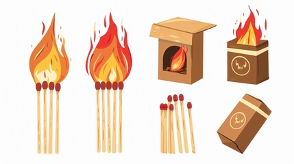 Four of Matches Collection for Kindling Fire Image