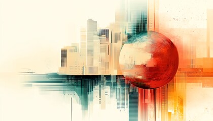 Poster - Abstract technology design featuring a dynamic globe representing global business