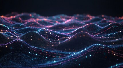 Wall Mural - abstract glowing particle wave background.