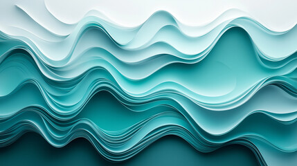 Leinwandbilder - Abstract digital waves in teal and blue tones with a 3D effect. A sleek background ideal for innovative and tech-inspired designs.
