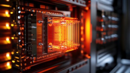 Aufkleber - Futuristic quantum computing processor in supercomputer server room 3d illustration
