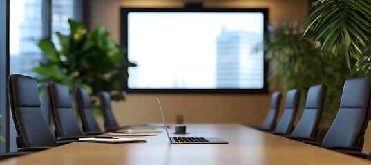Poster - a business presentation with a large, clear screen and space for text at the top