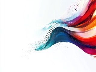 Fototapete - Abstract colorful waves flowing on white background