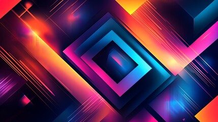 Aufkleber - Abstract Neon Geometric Design With Vibrant Colors