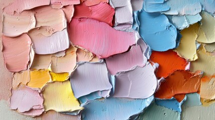 Poster - This artwork features a dynamic arrangement of pastel and bold colors, creating a textured surface that invites close inspection