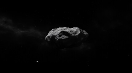 Wall Mural - A detailed view of a rocky asteroid drifting through the dark expanse of space.