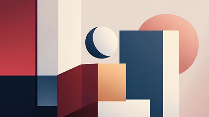 Aufkleber - Abstract Geometric Composition With Sphere And Blocks