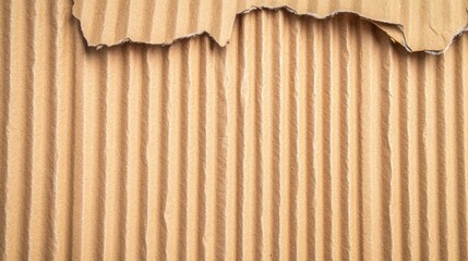 Poster - Textured corrugated cardboard features a torn edge, providing a rustic base perfect for crafting, packaging, or artistic design