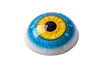 A blue and yellow eyeball isolated on white background PNG.AI GENERATED