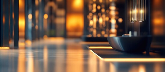 Poster - Luxurious abstract interior with warm lighting and blurred details perfect for modern web design backgrounds and elegant presentations