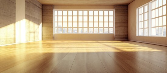 Poster - Light brown laminate flooring creating a warm and inviting atmosphere in a contemporary interior space with ample natural light