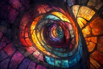 Aufkleber - Abstract Colorful Swirling Tunnel Mosaic Art