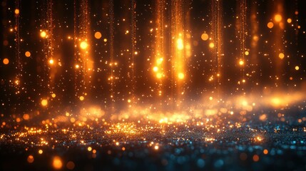 Aufkleber - Golden Light Cascade Abstract Background for Ceremony Events with Shine and Sparkle Effects