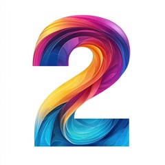 Poster - Colorful abstract design featuring the number two in vibrant hues.
