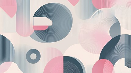 Poster - Abstract Geometric Design with Pink and Gray Circles