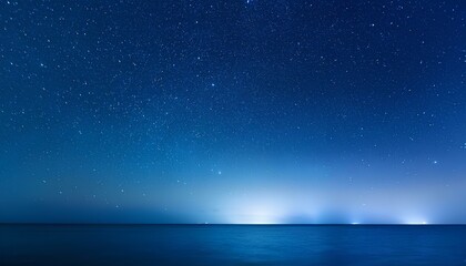 Poster - Night sky and sea. Night sky and stars. Starry night sky over the ocean with copy space.