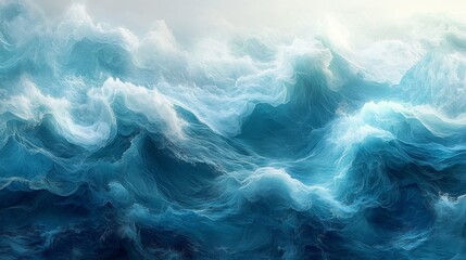 Canvas Print - Abstract Ocean Waves: A Serene Blue Seascape