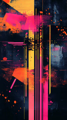 Poster - Abstract geometric art with bold lines and vibrant colors in graffiti style