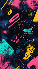 Poster - Vibrant abstract graffiti art with colorful brush strokes and splatters on dark background