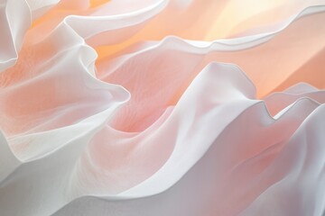 Poster - Soft waves of pastel fabric create a dreamy atmosphere in gentle hues of pink and white during a serene morning light. Generative AI