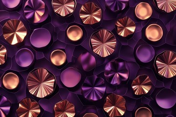 Poster - Intricate patterns of purple and copper create a mesmerizing abstract design, showcasing textures and colors in harmony. Generative AI