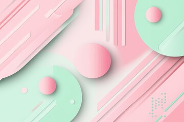 Poster - Creative exploration of pastel shapes and lines creating a modern abstract design in soothing pink and green tones. Generative AI