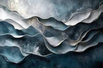 Poster - Elegant waves of texture and color create a serene atmosphere in a beautifully designed interior space. Generative AI
