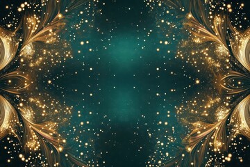 Poster - Elegant golden swirls and sparkling lights create a mesmerizing background effect for artistic expressions. Generative AI