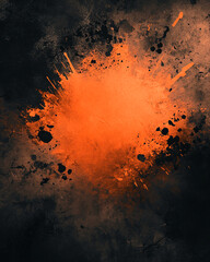 Aufkleber - Abstract orange paint splatter on dark textured background