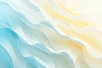 Poster - Soft flowing fabric creates a serene ambiance with gentle hues of blue and yellow blending seamlessly together. Generative AI