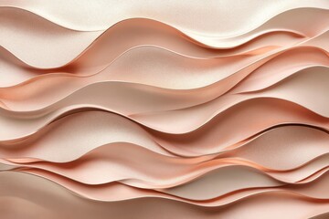 Poster - Textured waves of soft peach fabric create an elegant backdrop for creative design inspiration and artistic expression in decor. Generative AI