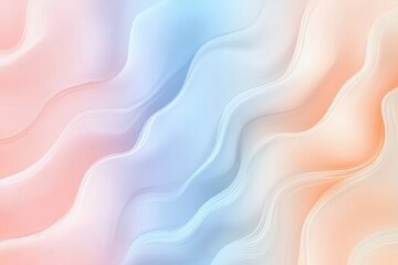 Poster - Soft pastel waves dance gracefully in a calming blend of pink, blue, and peach colors. Generative AI
