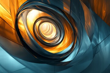 Aufkleber - Abstract swirling metallic forms create a hypnotic tunnel