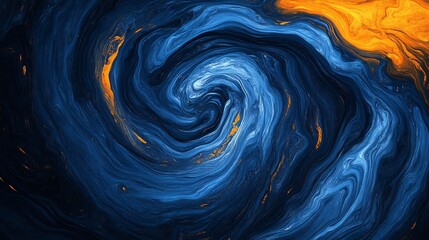 Sticker - Captivating Cosmic Swirls:An Abstract Painting of Vibrant Blues and Oranges Symbolizing Creativity