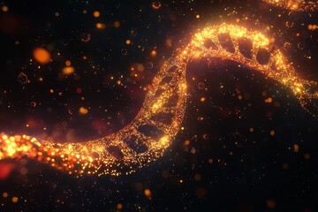 Poster - Glimmering strands of DNA weave through the cosmos, illuminating the depths of scientific discovery and the essence of life. Generative AI