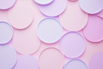 Poster - Circular patterns display a harmonious blend of pastel colors in a serene, minimalist setting during daylight hours. Generative AI