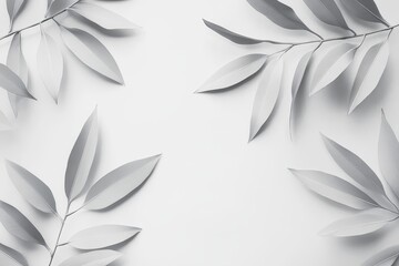 Poster - Softly arranged leaves create a serene atmosphere on a minimalistic backdrop for artistic inspiration. Generative AI